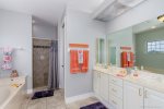 Main Bathroom Features Dual Sinks, Walk in Shower and Soaking Tub
